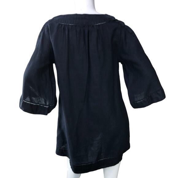 Calypso St Barths Womens Size XS Tunic Blouse Split Neck Flared Sleeve Midnight - Picture 7 of 15